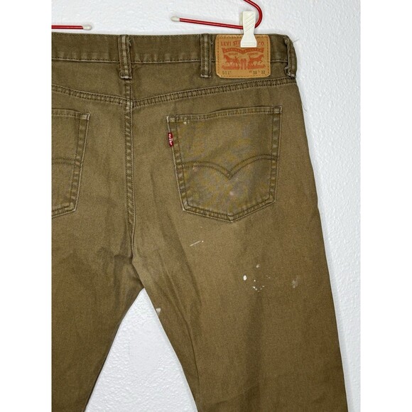 Levi's 511 Jeans Distressed Y2K Mens 38x32 Brown Slim Straight Denim Stretch - Picture 8 of 16